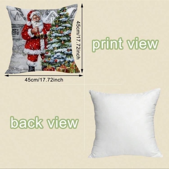 HOLIDAY SANTA SNOWING CHRISTMAS TREE PILLOW COVER - Picture 3 of 3